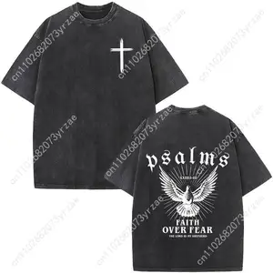 Faith Over Fear Retro Tshirt Man Woman High Quality Vintage T Shirt Cotton Short Sleeves Fashion T-shirt Soft Breathable Tops