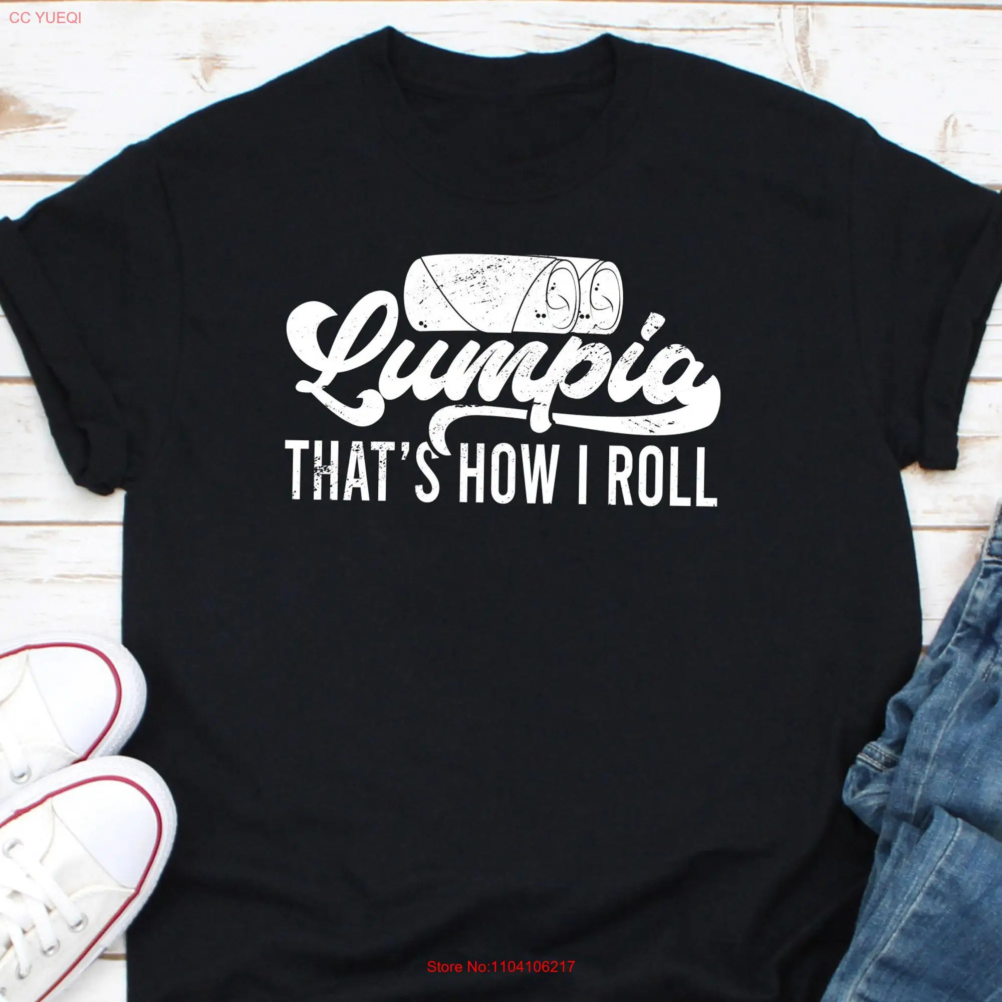 Lumpia Thats How i Roll Camiseta, Mangas curtas, Casual, Alimentos das Filipinas, Sudeste Asiático, Engraçado, Casual