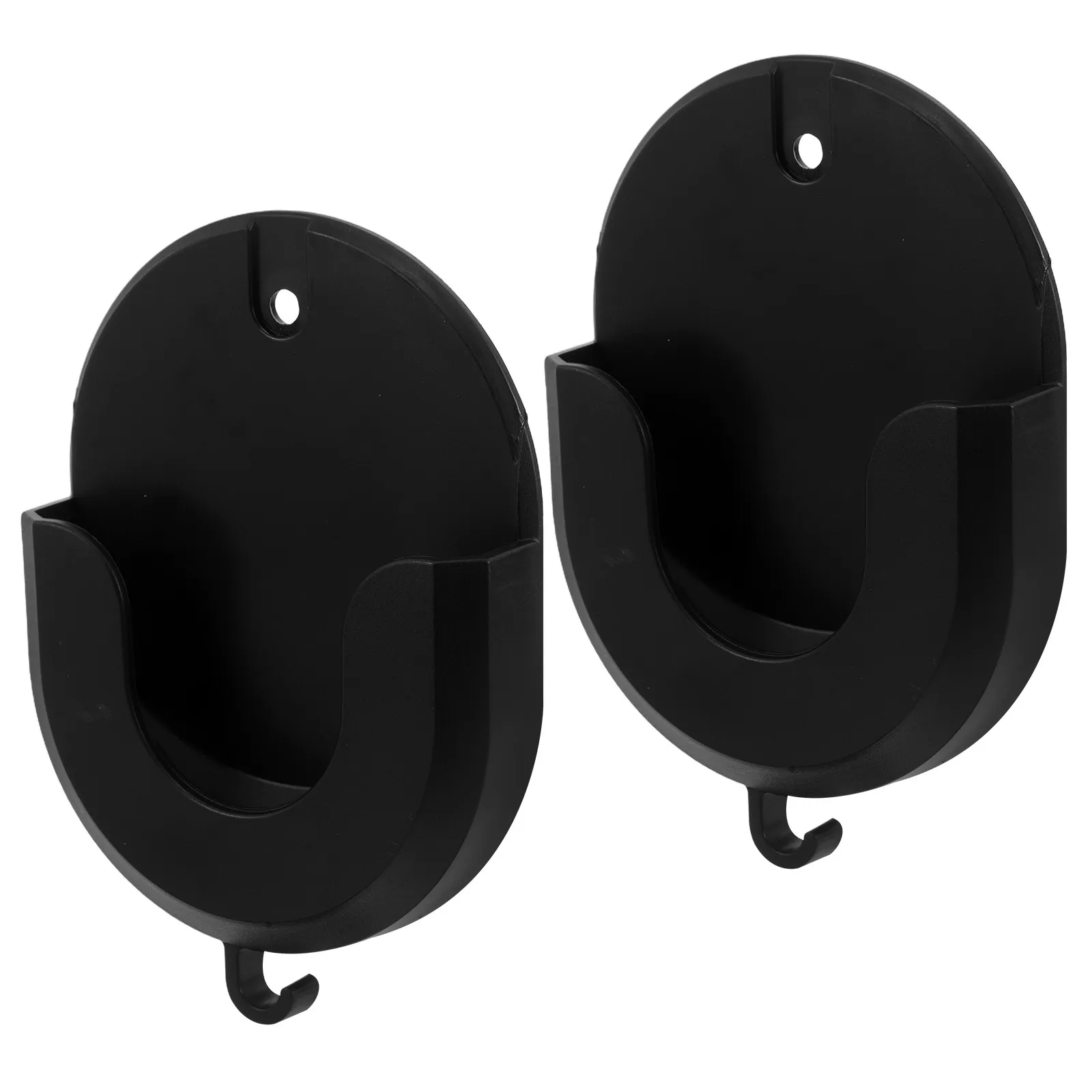 2Pcs No Drill Camera Bracket Black Plastic Adhesive Screwless Wall Mount Holder for Indoor Security Nursery Pet Monitoring