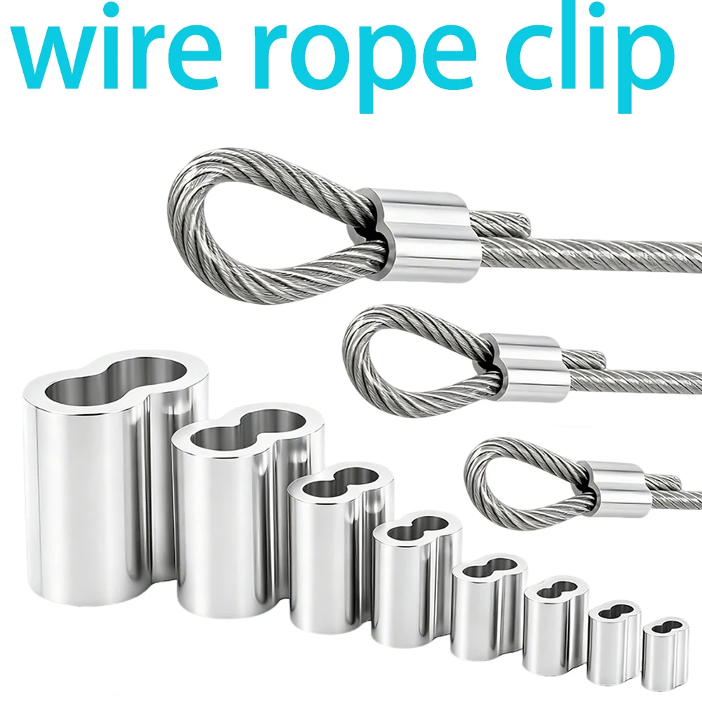 Double Hole Cable Crimping Sleeve Wre Terminal Double Buckle 8-type Aluminum Cable Stopper Crimping Rope Hardware Accessories