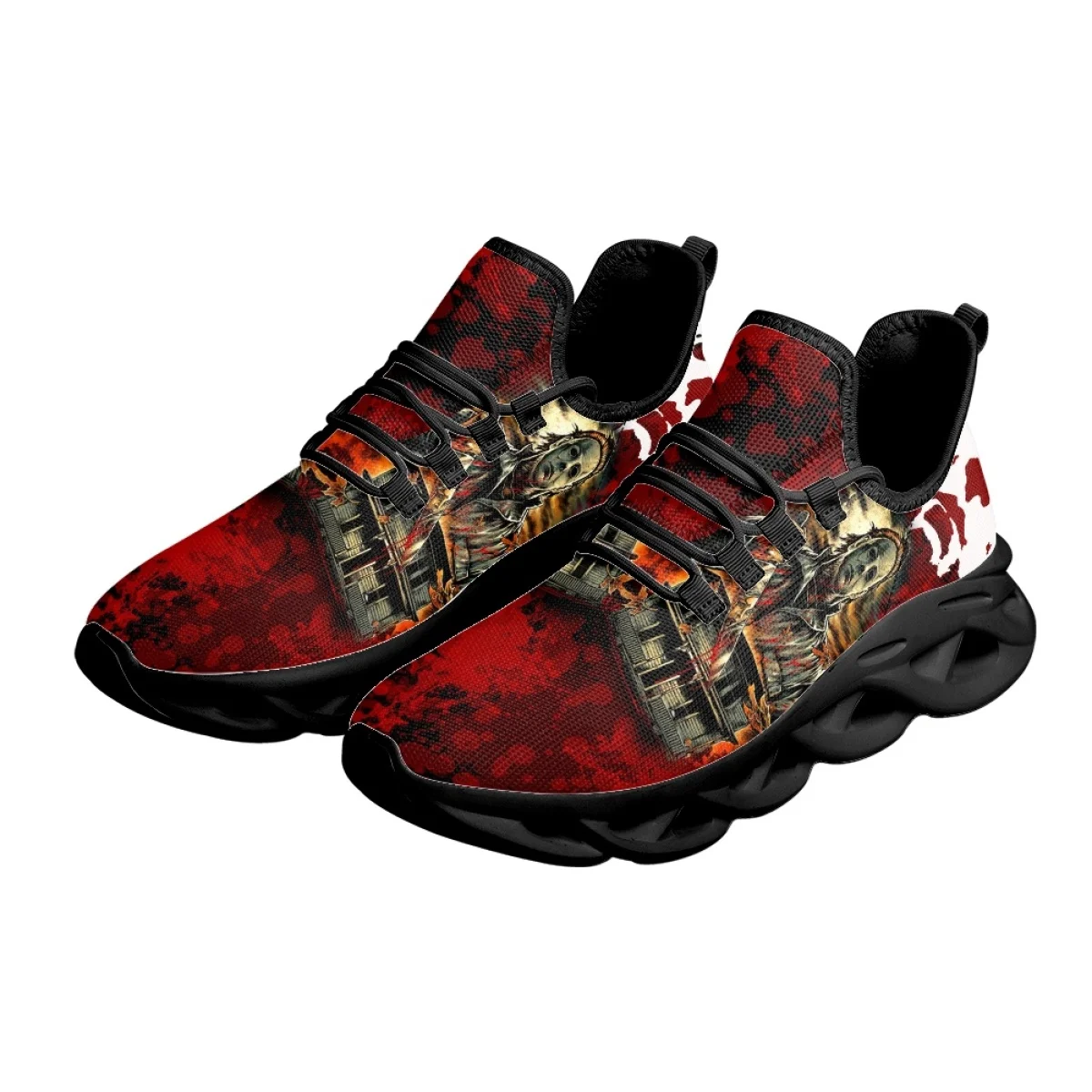 INSTANTARTS Horror Movie Michael Myers Mesh Swing Sneakers for Women Outdoor Lightweight Platform Shoes Lace-up Jogging Shoes