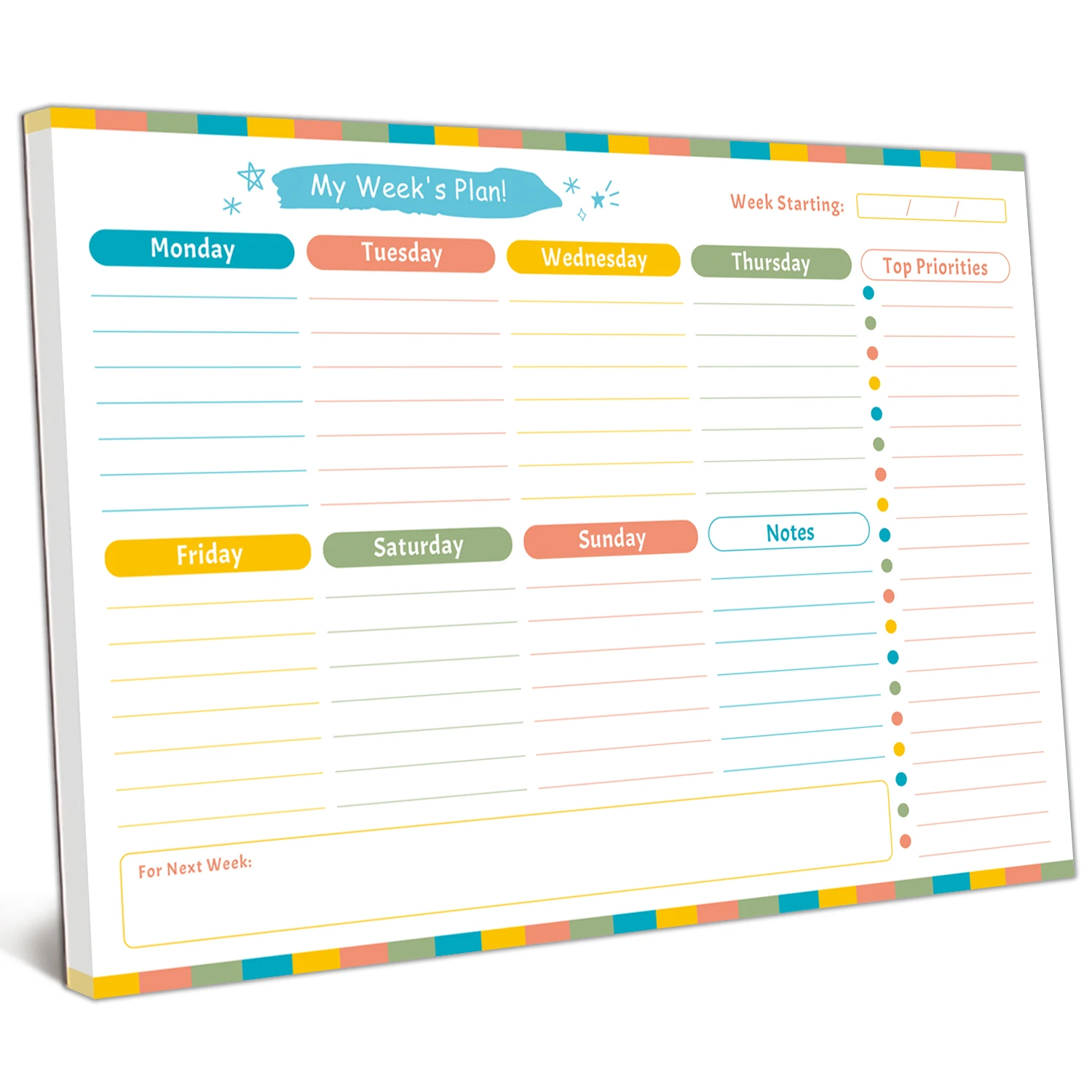 Bloc de planificación semanal A3/A4 (52 hojas) – Herramienta eficiente de planificación y organización con listas de tareas pendientes para estudiantes y profesionales