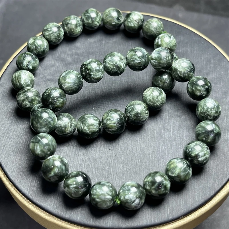 

10MM Natural Seraphinite Bracelet Handmade Blue Crystal Fortune Energy Bangle Mineral Woman Amulet Jewelry Gift 1PCS