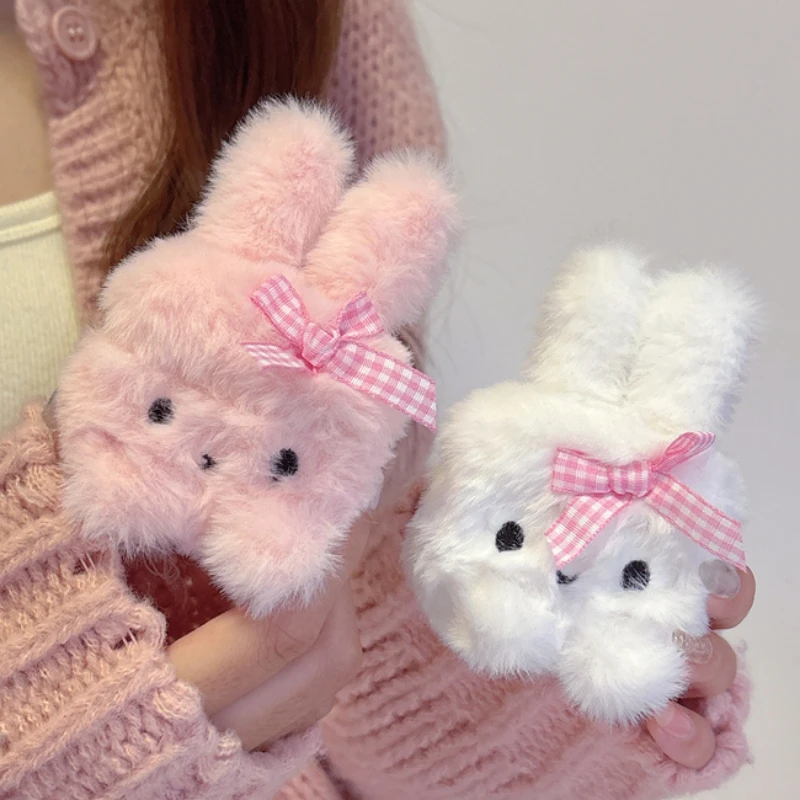 Kawaii Cute Rabbit Ears Fluffy Earphone Case for Apple Airpods 3 4 Cover Silicone Fur Cartoon Headphones Case Airpods Pro 2 1 4