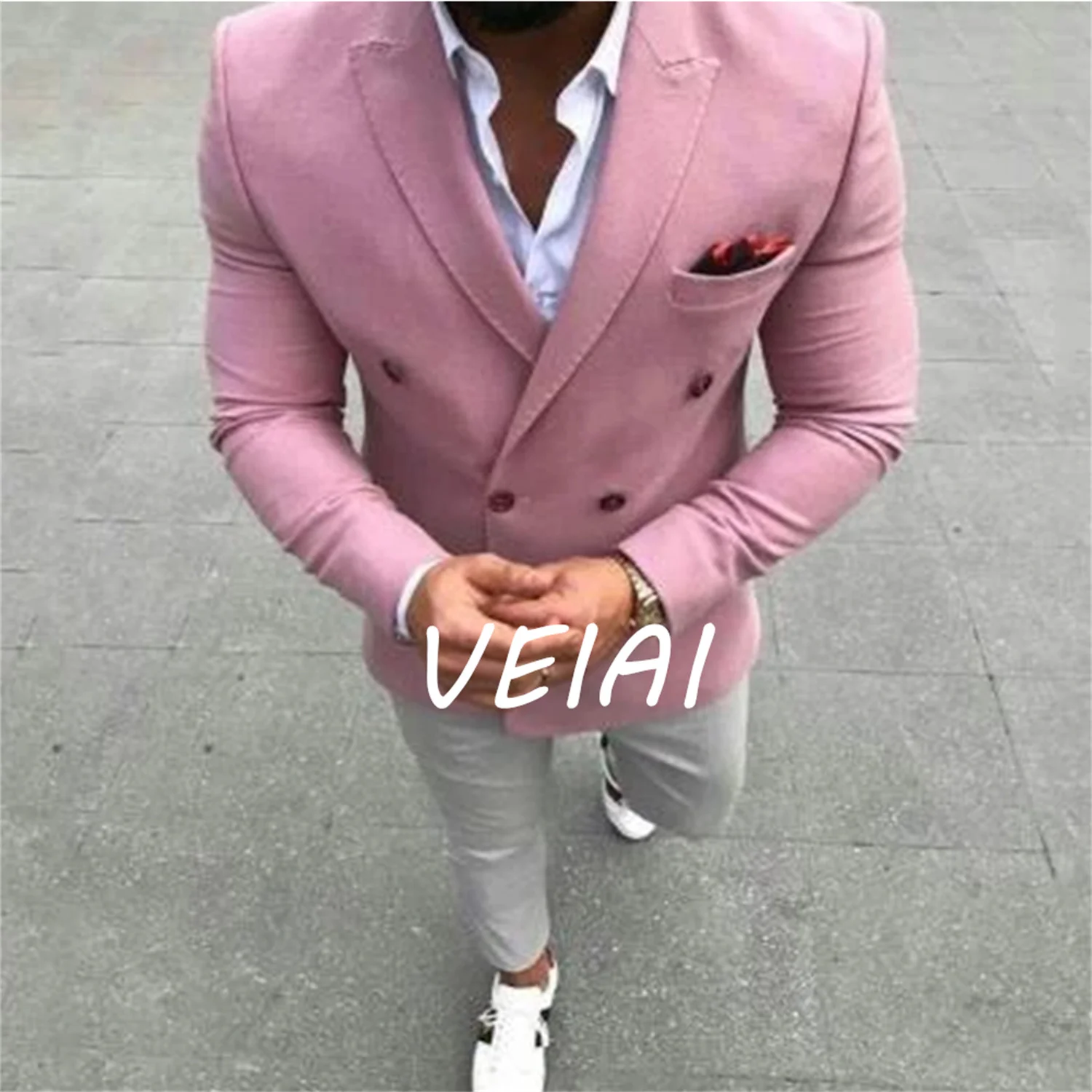 

Облегающие мужские костюмы по индивидуальному заказу, свадебные костюмы, мужские деловые пиджаки, розовые смокинги для жениха, костюм для выпускного вечера, костюм из 2 предметов Homme Terno M