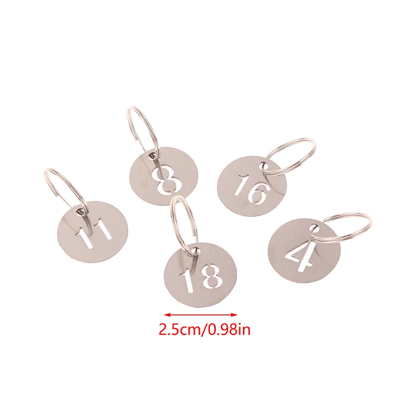 20 Pcs Stainless Steel Number Plate Key Label Tags Chain Labels Round Rings Suitcase Identifiers Hanging Keys Numbered