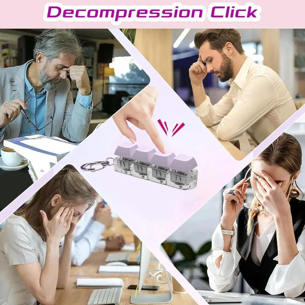 Divertidos teclas Diy, teclado de juguete, juguetes antiestrés con llavero, teclado para aliviar el estrés, llavero con botón para el dedo, teclas para adultos
