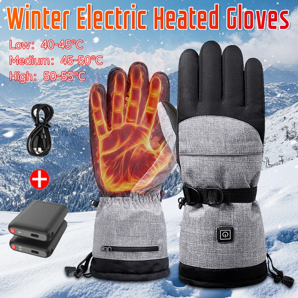 Guantes calefactables eléctricos, guantes térmicos impermeables recargables, guantes de invierno para esquí y motocicleta, calentadores de manos, equipos eléctricos calentados
