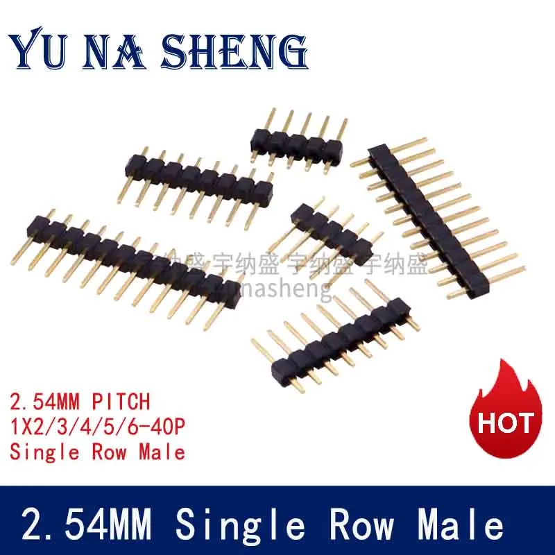 2.54 mm pitch 40 Pin 1x40 Single Row Male 2.54 Breakable Pin Header Connector Strip for Arduino Black 4P/8P/10P/12P/15P/20P/40P