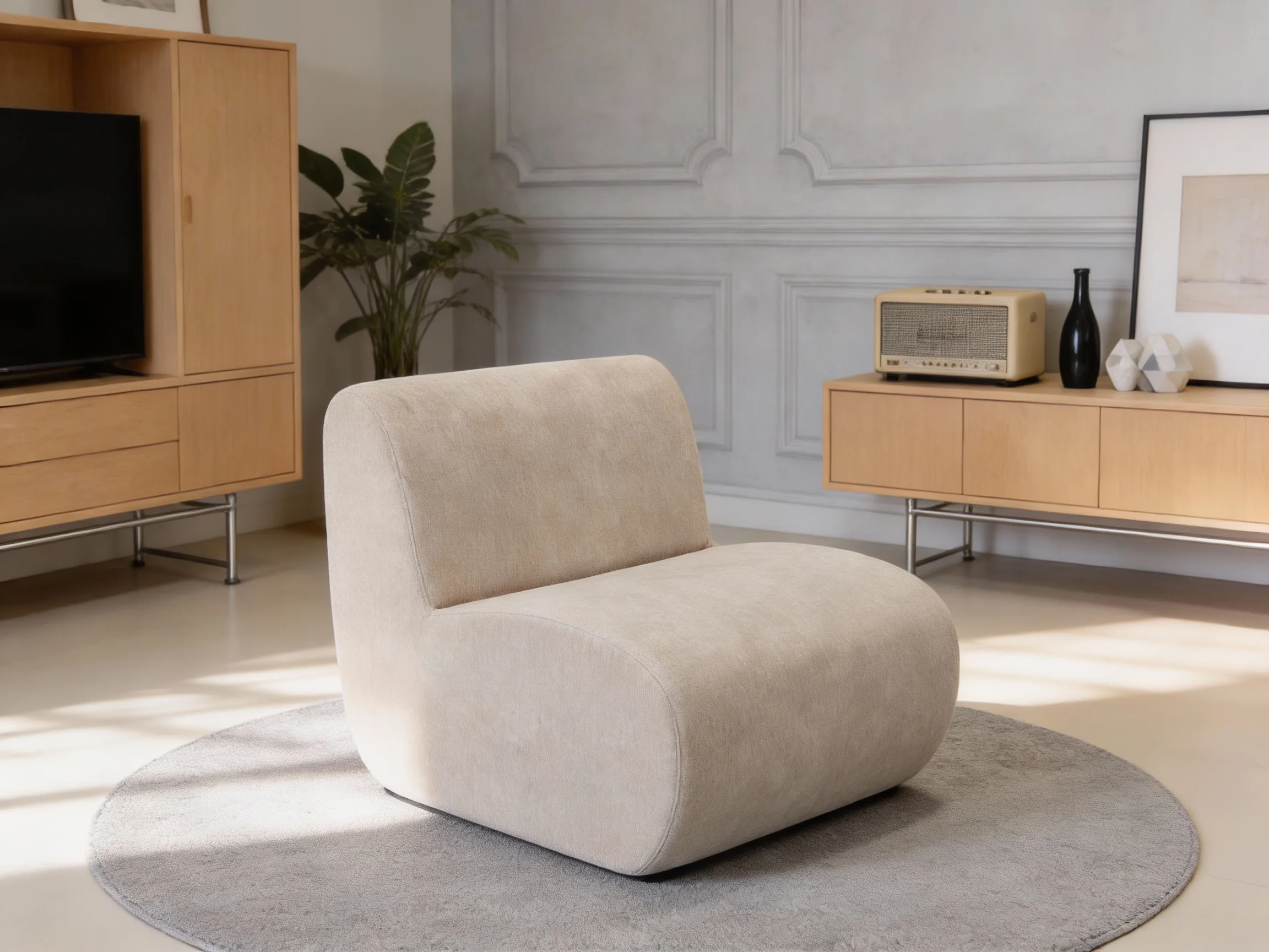 #Italian Minimalist Fabric Curved Sofa For Small Living Rooms & Bedrooms Modern Design For Home And Hotel Use
