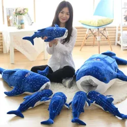 50-150cm novo tubarão azul brinquedos de pelúcia grande peixe pano boneca baleia recheado de pelúcia mar animais almofada crianças crianças presente de aniversário