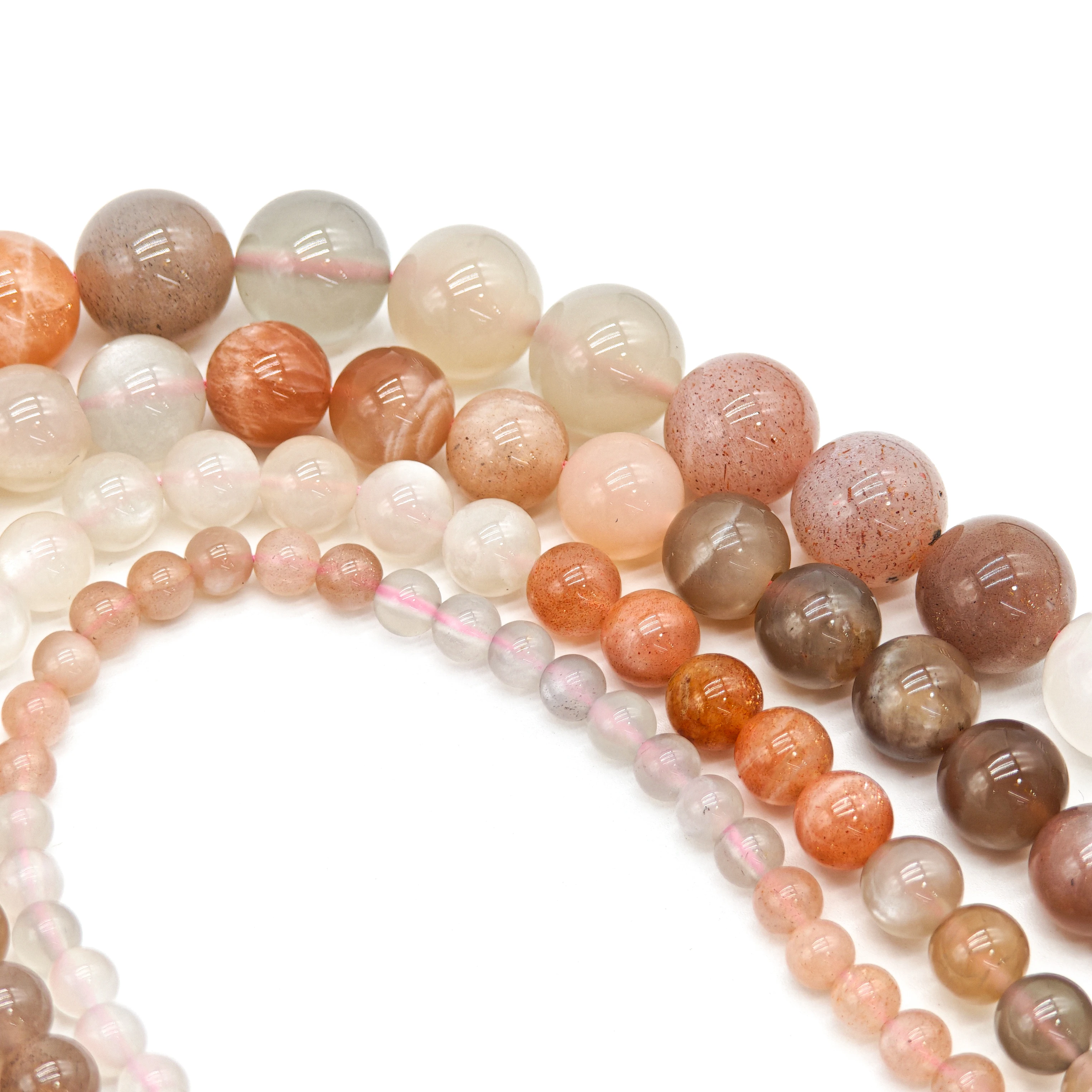 100% Natural High-Quality Stones: Colorful Moonstone, Crystal, Blue Spinel - 4/6/8/10/12mm Round Beads for DIY Jewelry