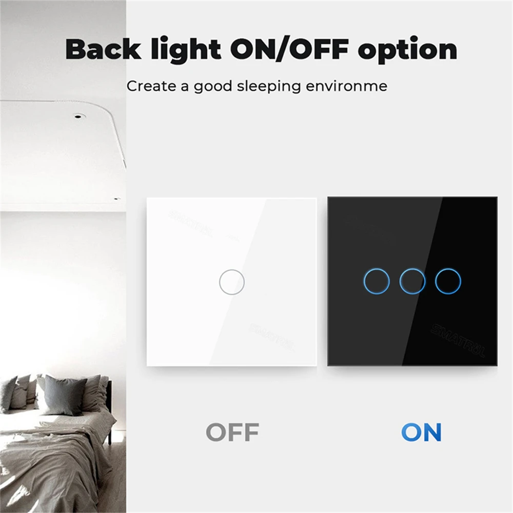 Zigbetuya Smart Light Touch Switch EU No Neutral Wire nessun condensatore richiesto Smart Life 1/2/3 Gang funziona con Alexa Google Home