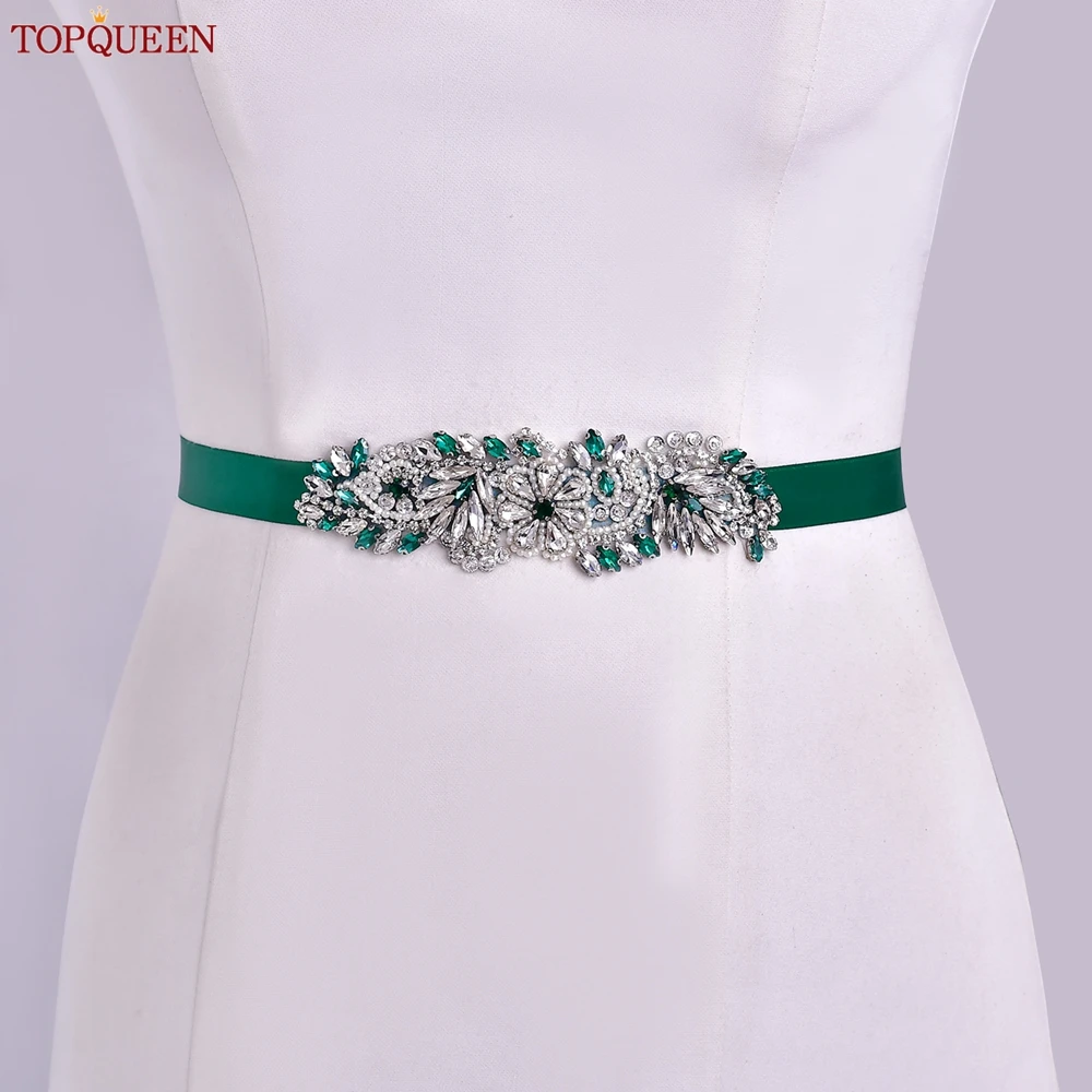 emerald green belt for dress Narrow Hunter Green Satin Sash Belt by Satin Swank® main image 0