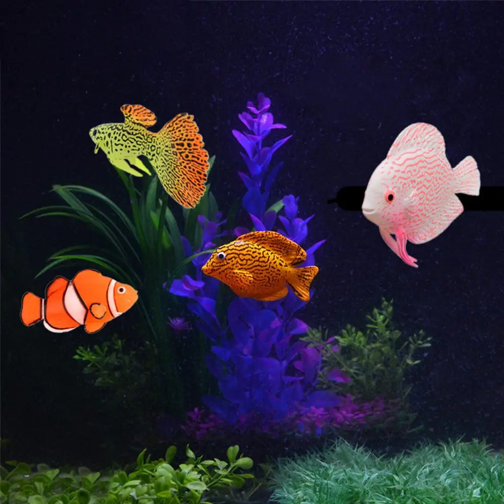 Simulation Luminous Fish Artificial Ornaments With Suction Cups Tropical Fish For Aquarium Fish Tank Landscaping Decoration