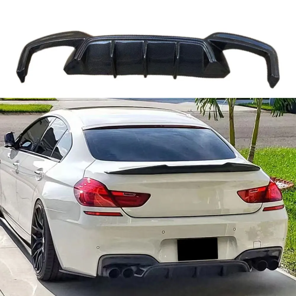 For BMW F06 F12 F13 640i 650i M Sport Tech M6 2012-2016 Rear Bumper Diffuser Iip Chin Spoiler Splitter Body Kit Carbon Fiber FRP