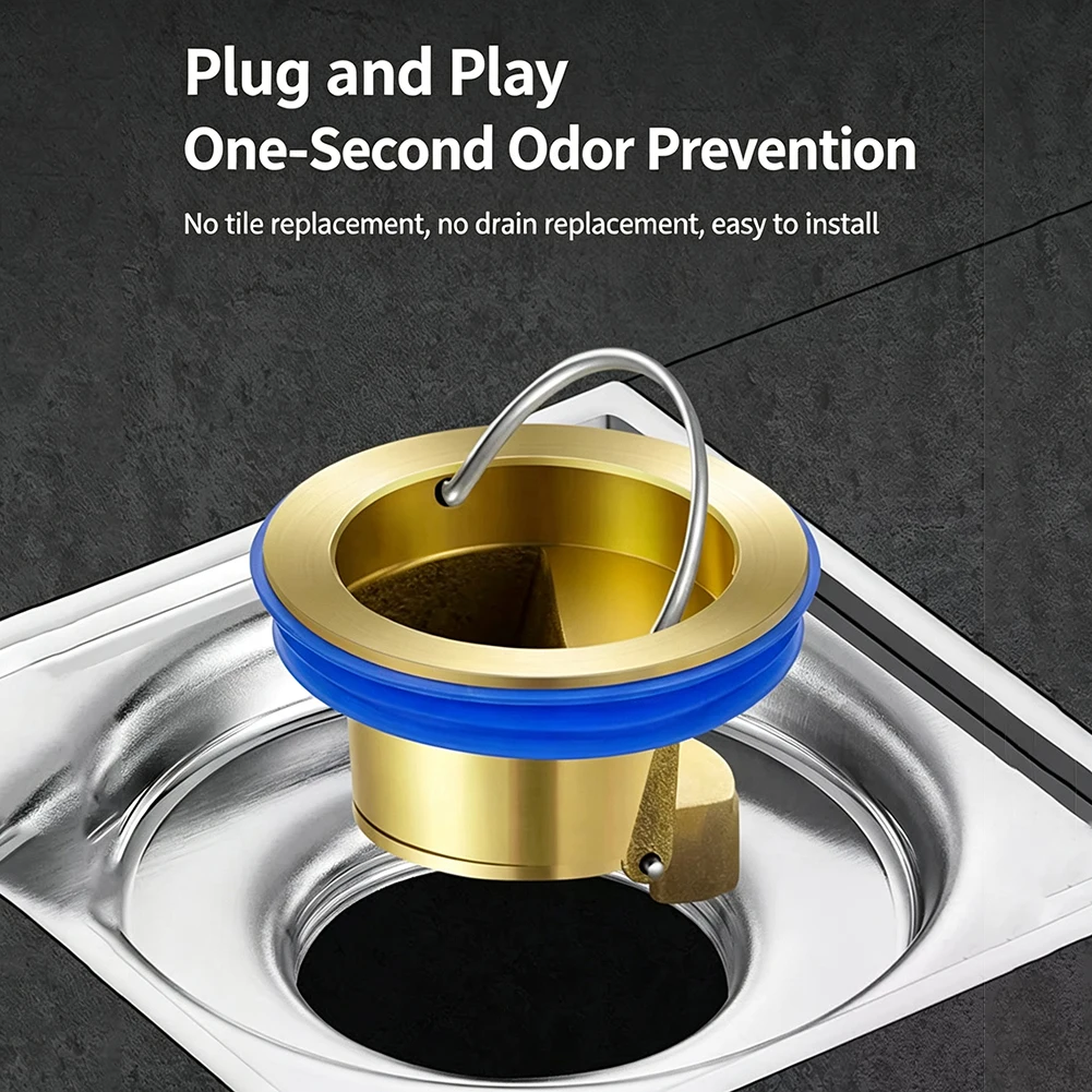 Floor Drain Core, All Copper, Odor Proof Core, Drain Guard Sewer Backflow Preventer, Deodorization Drain Plug Hair Stopper, Hair