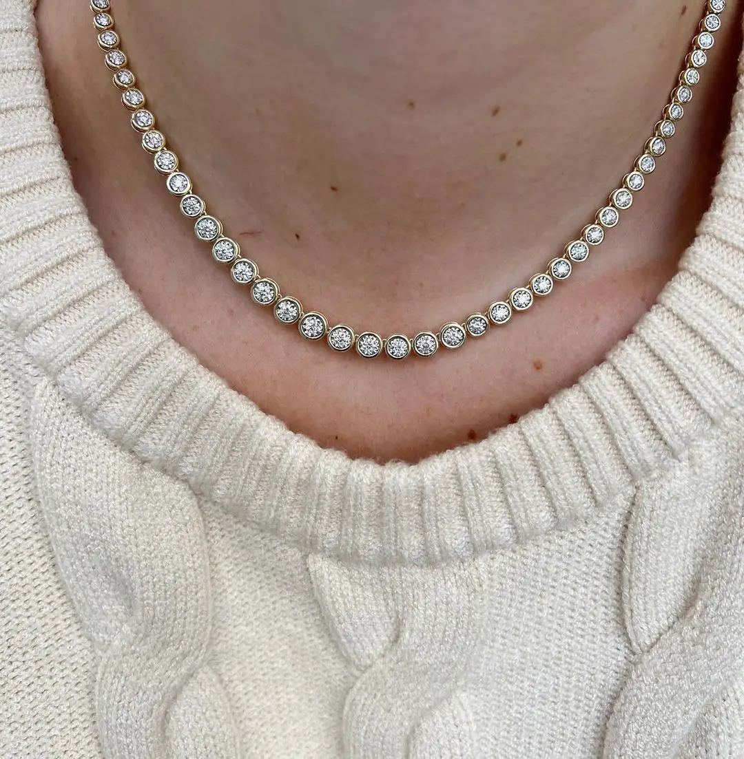 2023 Geometryczna okrągła ramka bezel 5A Cubic Zirconia CZ Tenisowy naszyjnik Choker Prezent ślubny Biżuteria damska
