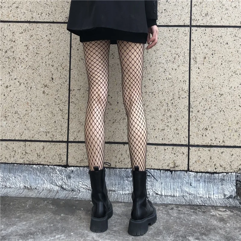 Women's Fishnet Tights - Black Sheer Mesh Stockings - usage example
