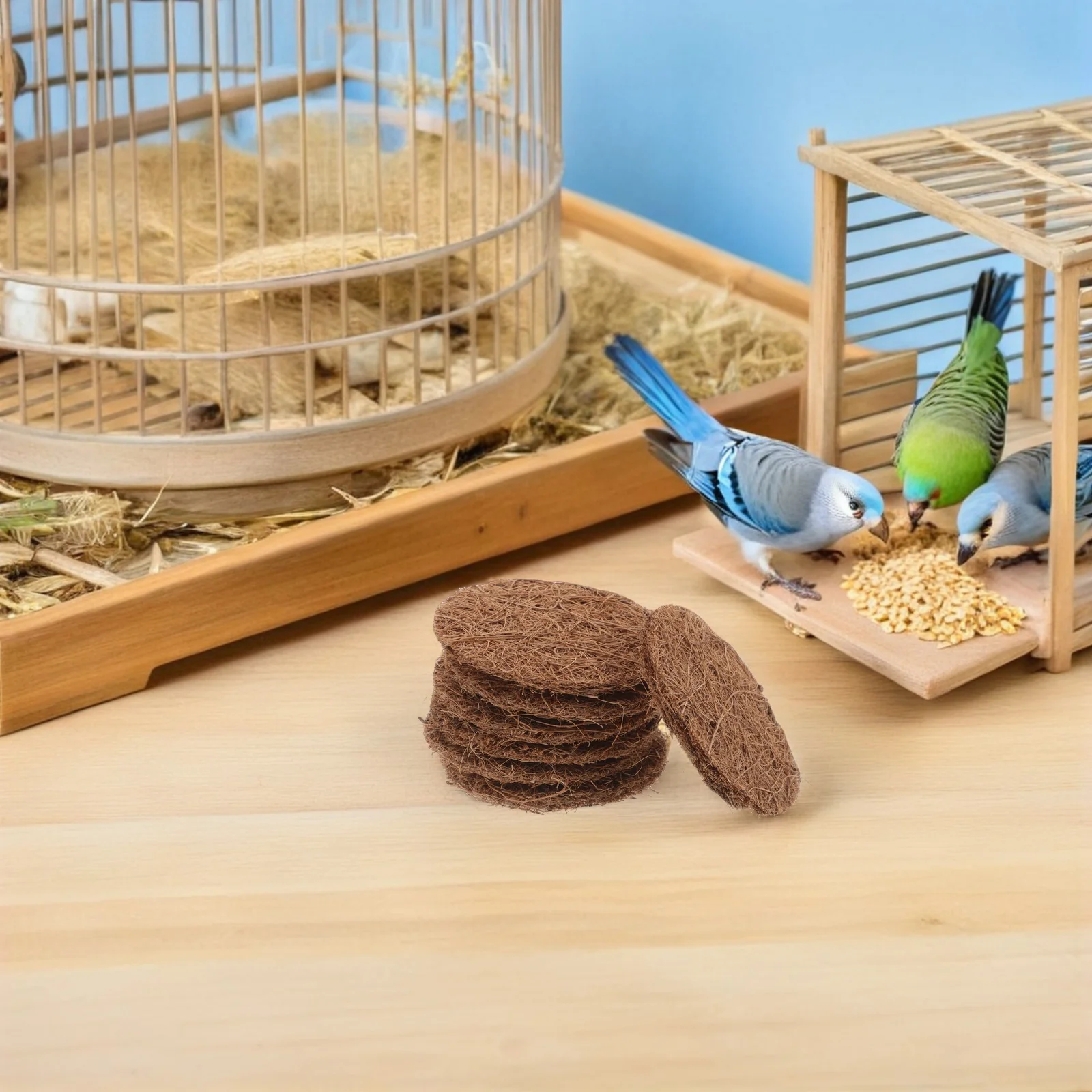 

100pcs Pigeon Nest Pad 6Cm Round Coconut Fiber Mat Natural Breathable Bird Nesting Liner For Parrot Breeding Coir Planter Pad