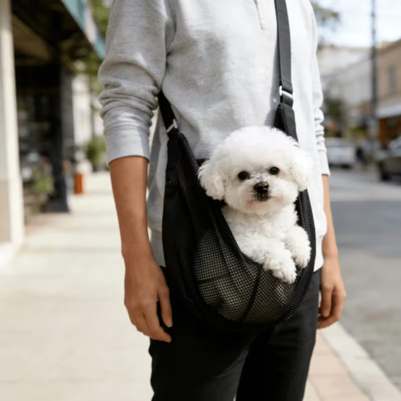 Mesh Pet Carrier—Lightweight and Breathable—Designed for Crossbody or Over-the-Shoulder Wear; An Outdoor Backpack for Small Pets view 5