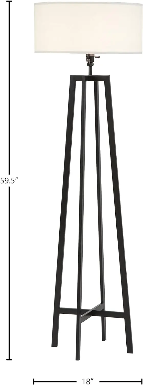 Pedra e Beam Deco Standing Lâmpada de Assoalho com Lâmpada, Metal Frame, Sombra Branca, Sala de Estar Decor, 18x18x59,5 Polegadas