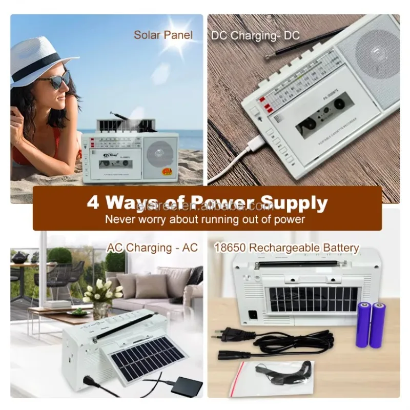 Rx- Bt3500S Retro Portable Rechargeable Cassette Player Recorder Portatil Am Fm Sw Solaire Cassette Radio With Earphone Jack