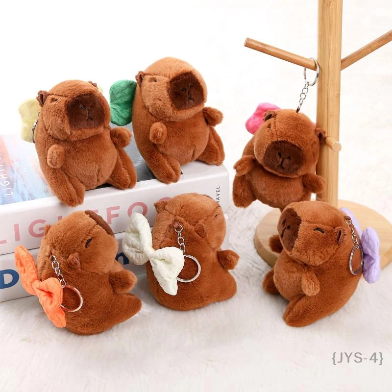 

Cute Cartoon Capybara Plush Pendant Creative Kawaii Bow Capybara Doll Keychain Backpack Decoration Plush Toys Accessories Gifts