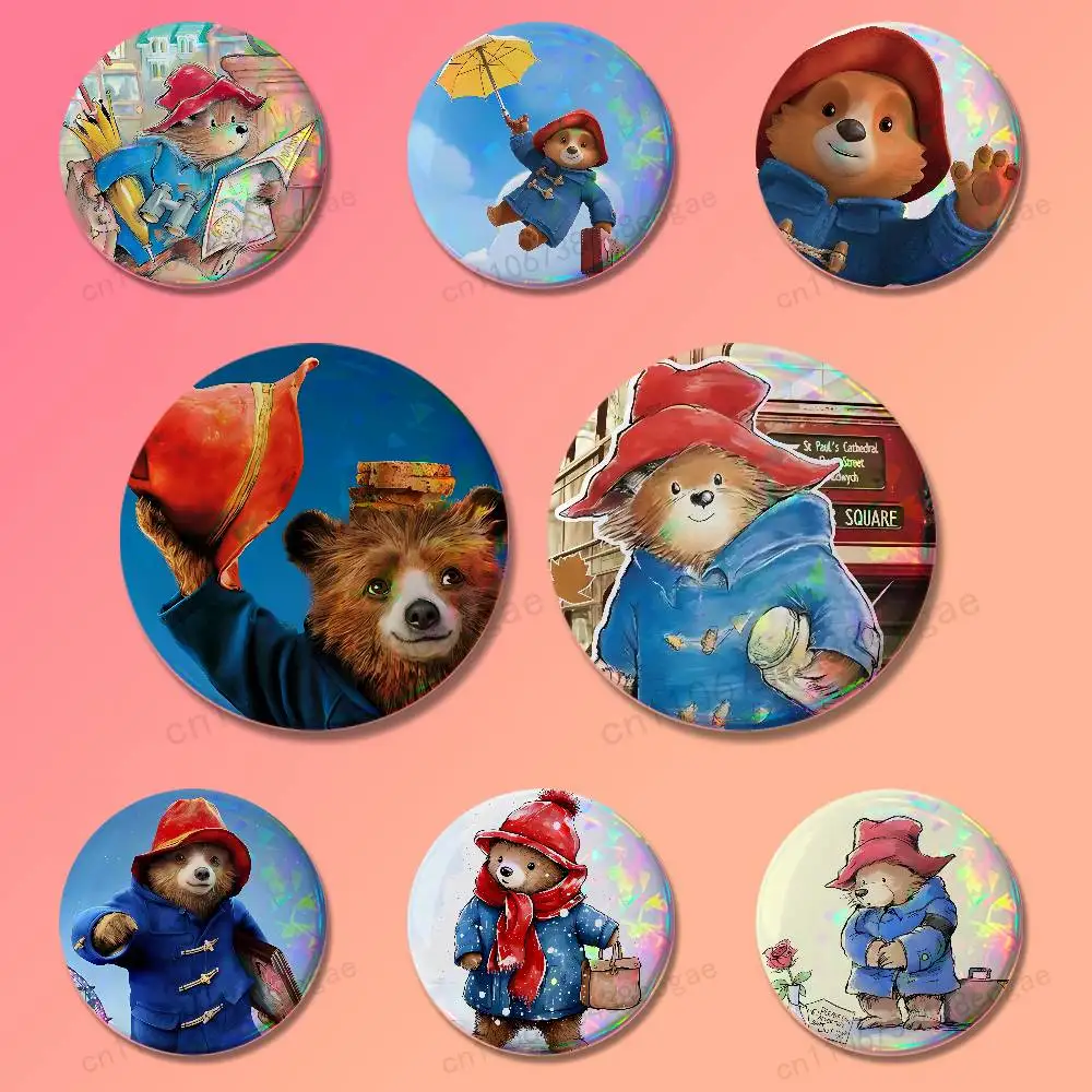 

Cute P-Paddingtons B-Bear Round Cosplay Pin Bag Decor Fans Collect Friends Gifts Brooch Souvenir Badges 25 32 44 58 75 mm