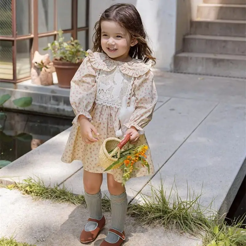 Kid New Girls Dress Spring Kids Princess Dress Casual Costumes Children Clothing Garden Floral Dress 1-12Years