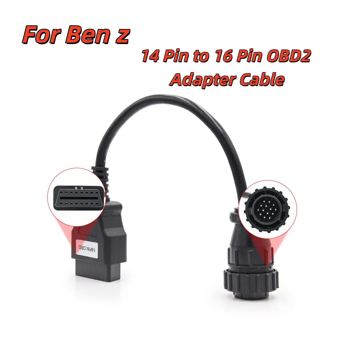 For Mercedes Ben z 14 Pin to 16 Pin OBD2 Adapter Cable Heavy Duty Truck Diagnostic OBD 2 Adapter Extension Cable