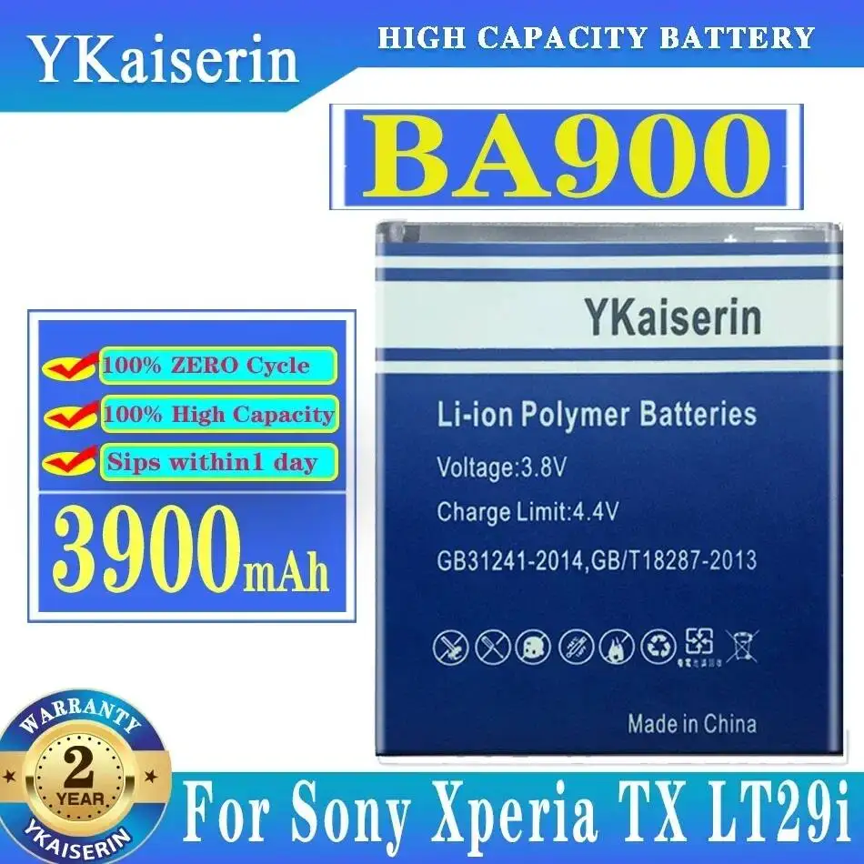 

Battery BA900 3900Mah For Sony Xperia TX Lt29i J St26i L S36h C2104 C2105 AB-0500 E1 M SO-04D