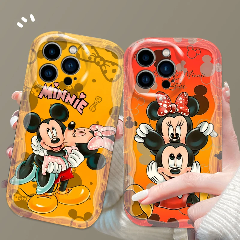 

Disney Mickey Minni For Apple iPhone 15 14 13 12 11 XS XR X Pro Max Plus Wave Oil Soft Phone Case