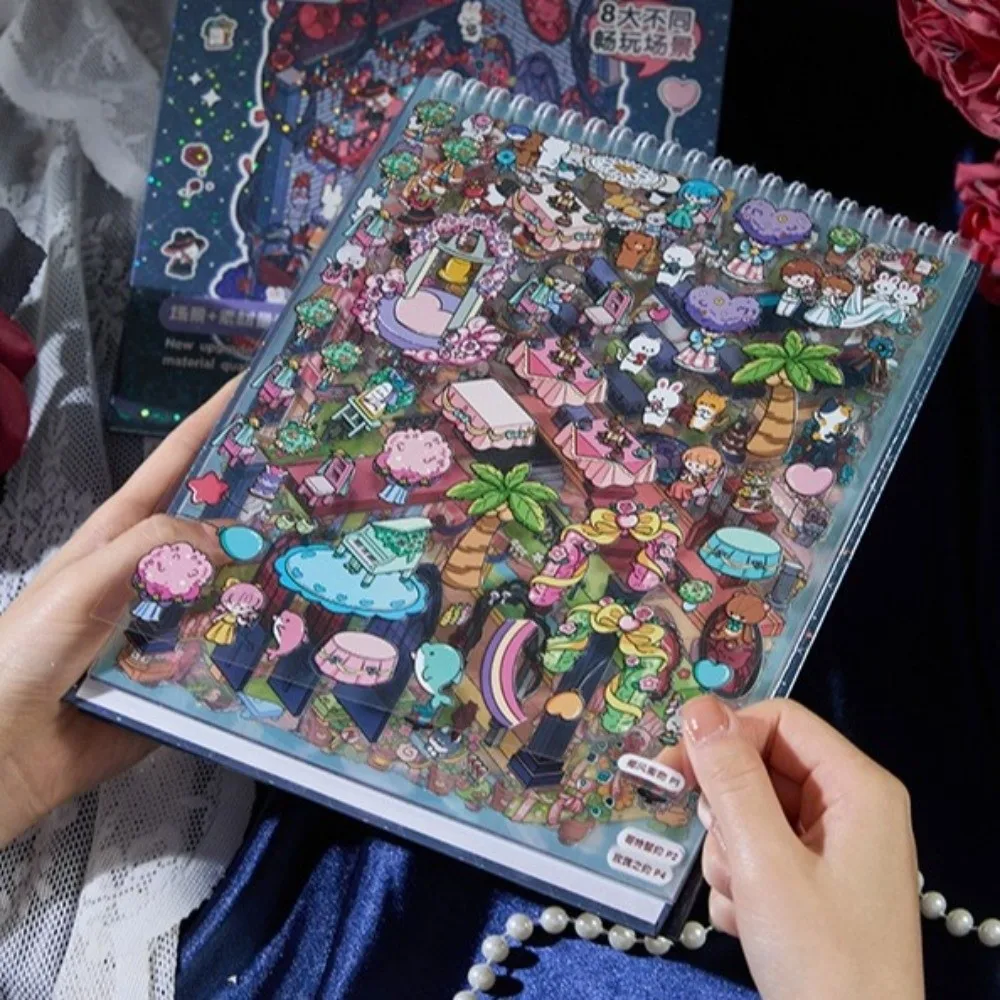 PET ثلاثية الأبعاد ملصقات المناظر الطبيعية 8/10 المشهد 20 ورقة نمط كبير البصرية التراص ملصق 5.0 6.0 7.0 الكرتون مدينة المقصورة المشهد ملصقات #5