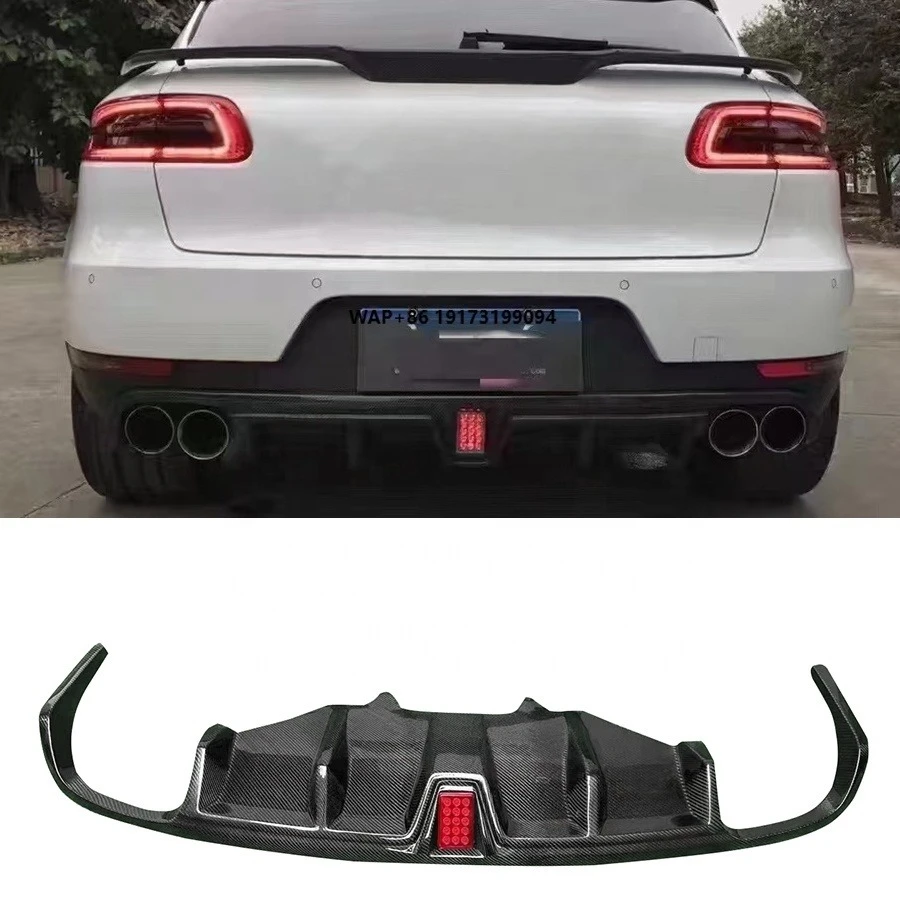 

Carbon Fiber Rear Diffuser with LED Light for Porsche-Macan 2014-2017 CMS Style Spoiler Bodykit Including Rear Bumper Lip