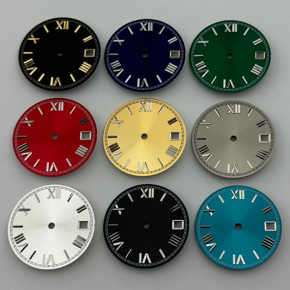 28.5mm Sterile Dial Fit NH35/NH36 Movement Watch Parts Black Blue Green White Yellow Red Gray