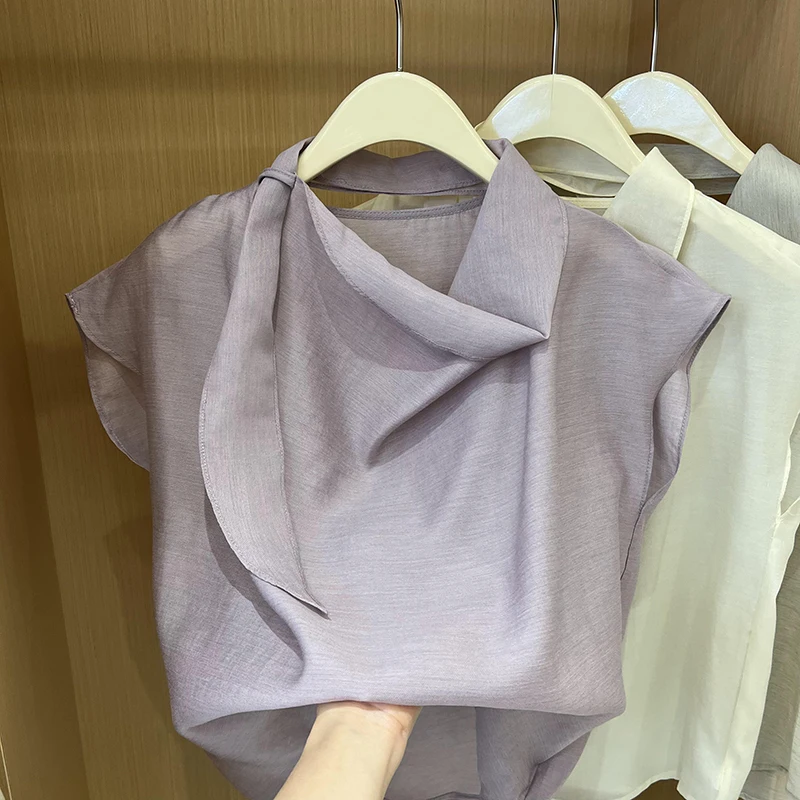 

Ele Bow Tie Svel irt Женский высококачественный ort Sve воротник-стойка Faionable Fly Sve Топ из полиэфирного волокна Повседневный...