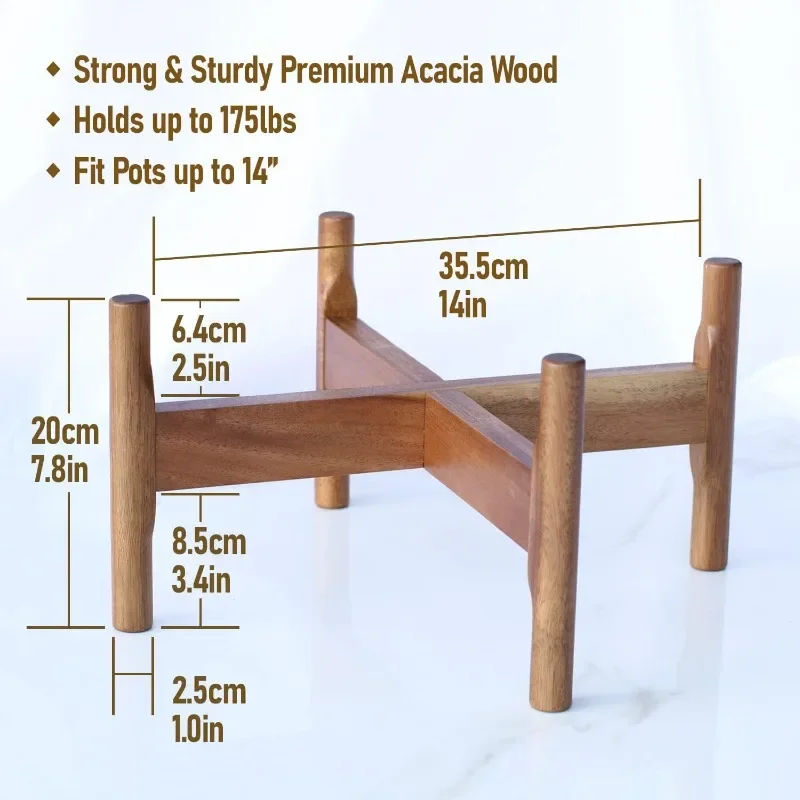 8-10 12 To 14 Inch POTS, Acacia Wood, Indoor Plant Growing Stands, Outdoor Planting Large, Modern Plant Stands