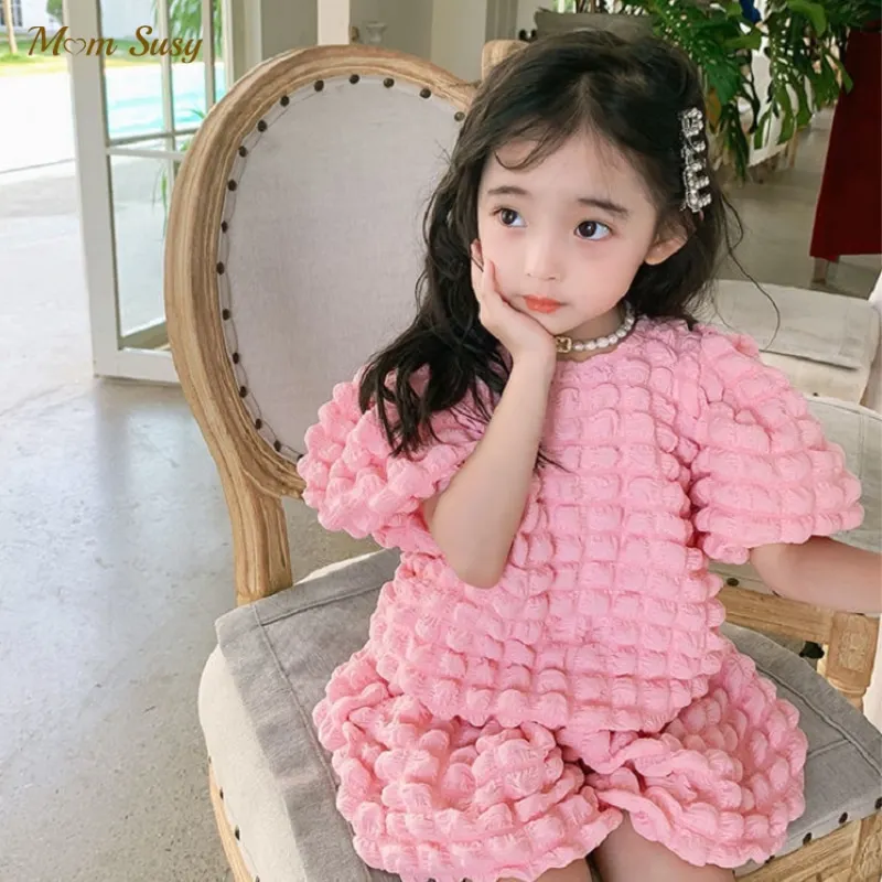 

Fashion Baby Girl Princess Puff Clothes Set Tshirt+Short 2PCS Infant Toddler Child Clothing Set Outfit Summer Baby Clothes 1-7Y