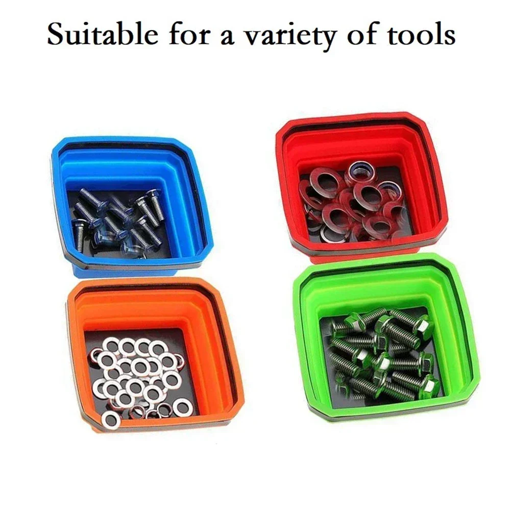 4.5 Inch Collapsible Magnetic Screw Tray Silicone Screw Bowl Tool Part Storage Box Plumber Carpenters Tool Organizer