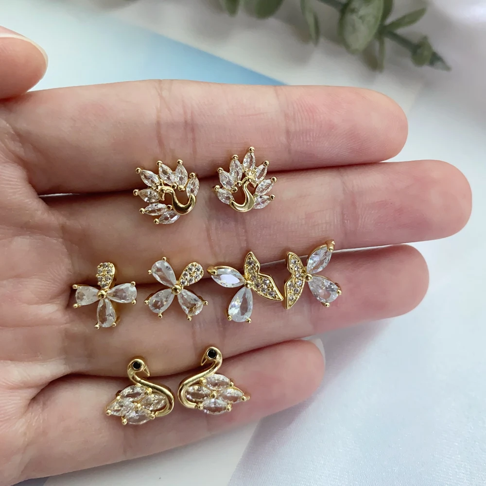

5pairs/lot 2025 New Arrival Trendy Fashion Stud Earrings for Women Elegant Fine Jewelry Collection