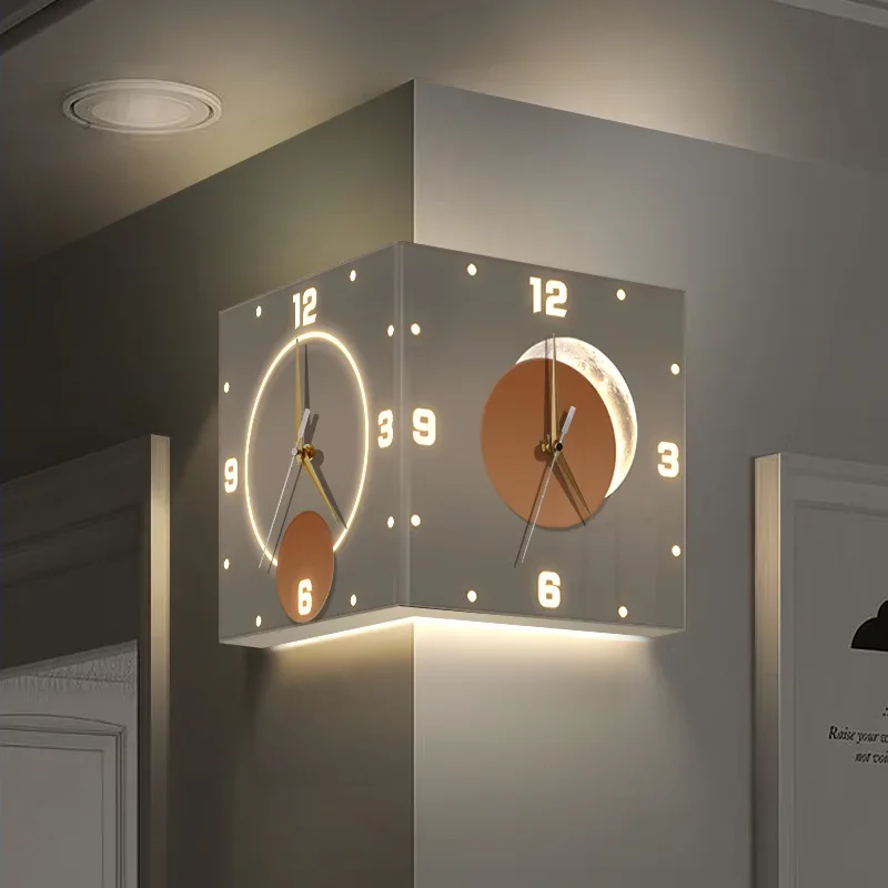 Light luxury living room double-sided corner clock, creative home fashion corner clock