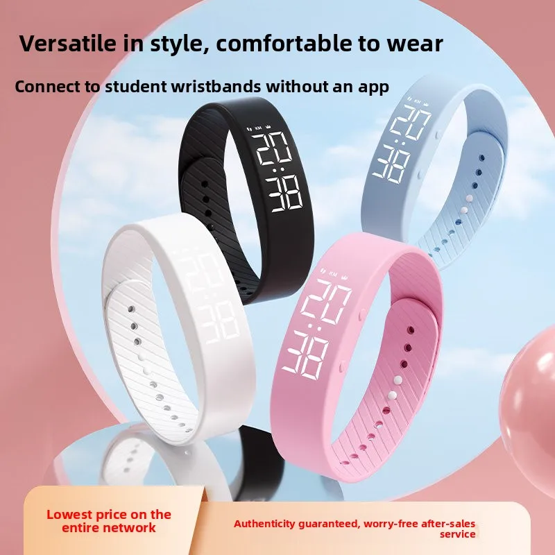 LED Digital Watch with Vibration Alarm Student Smart Watch Sports Pedometer Multi-function Adjustable Wristband Electronic Watch