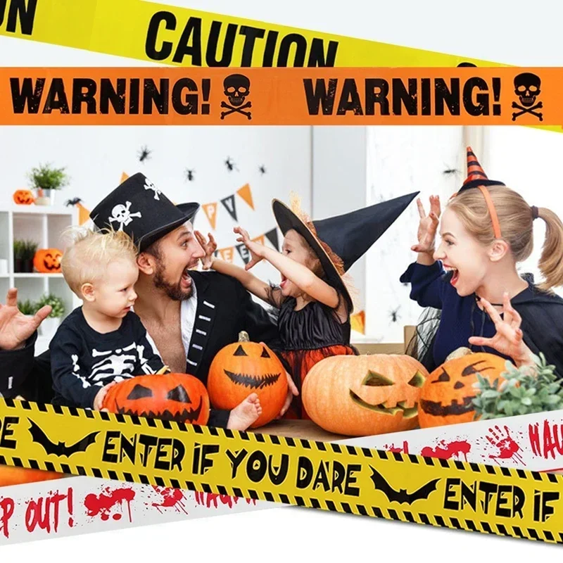 Halloween Props Window Yard Warning Caution Line Zombie Posters Fright Tape for Zombie Themed Party Halloween Party Decoration