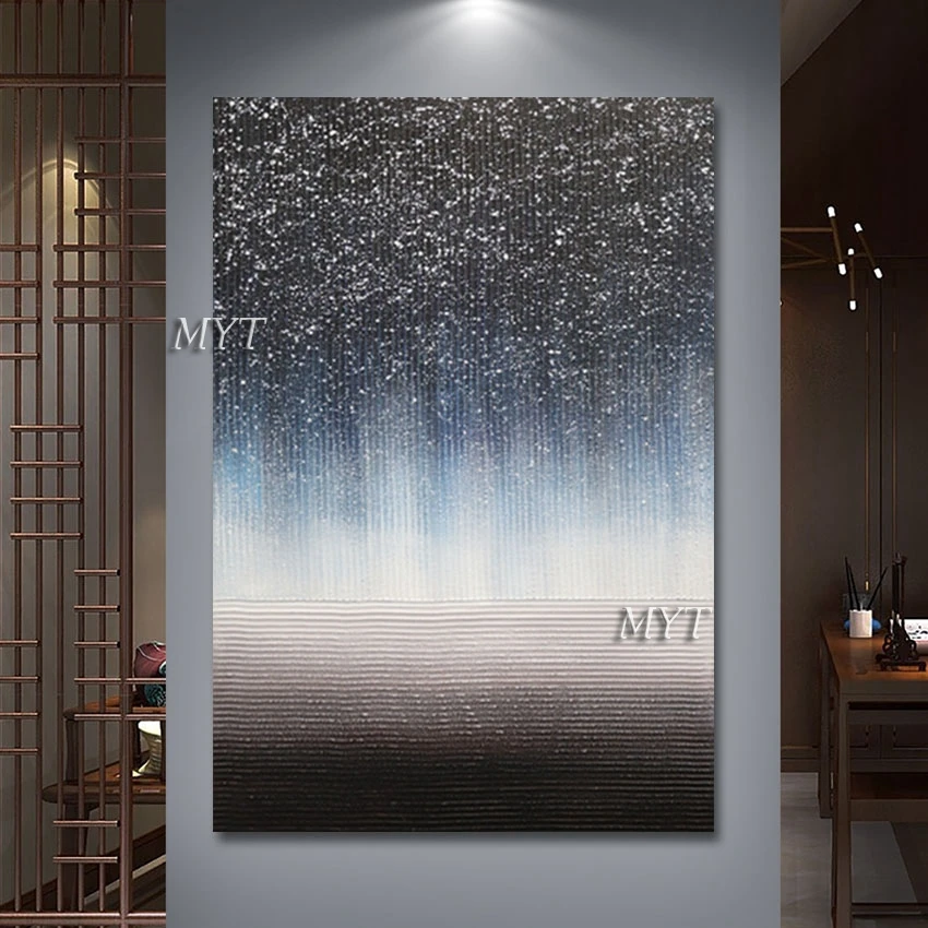 

Frameless Acrylic Artwork Dark Color Textured Abstract Oil Painting Home Decoration Wall Canvas Knife Palette Modern Art Picture