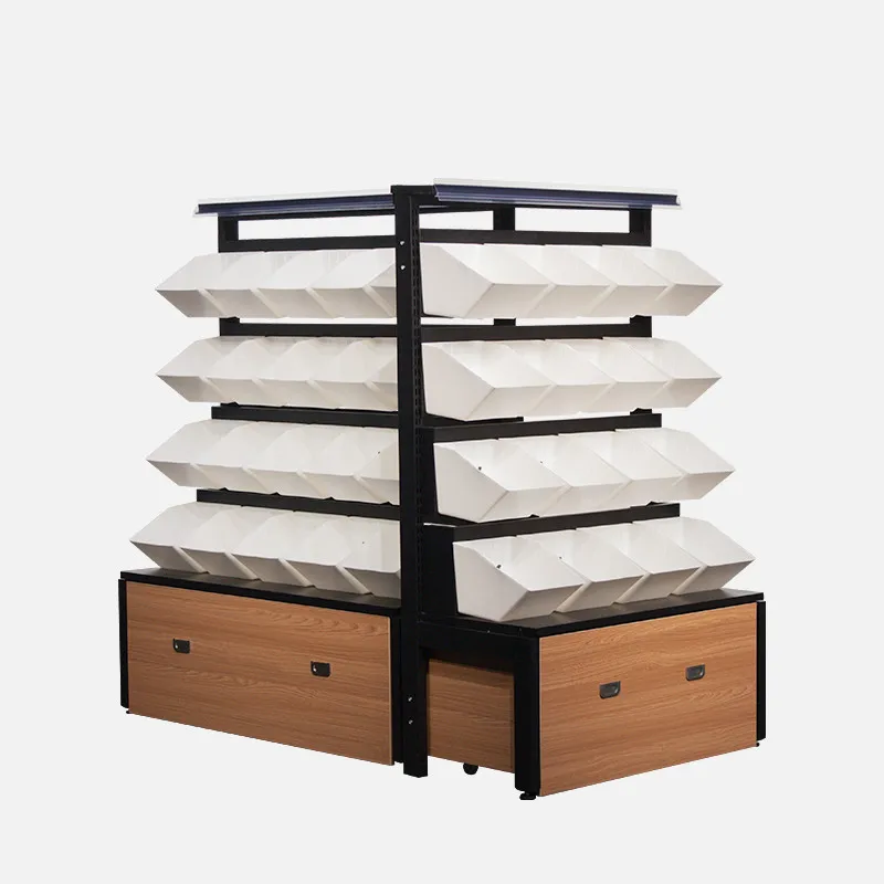 

Snack shelves Loose name Snack food Supermarket commissary Convenience store Steel wood display rack Bulk biscuits Candy rack