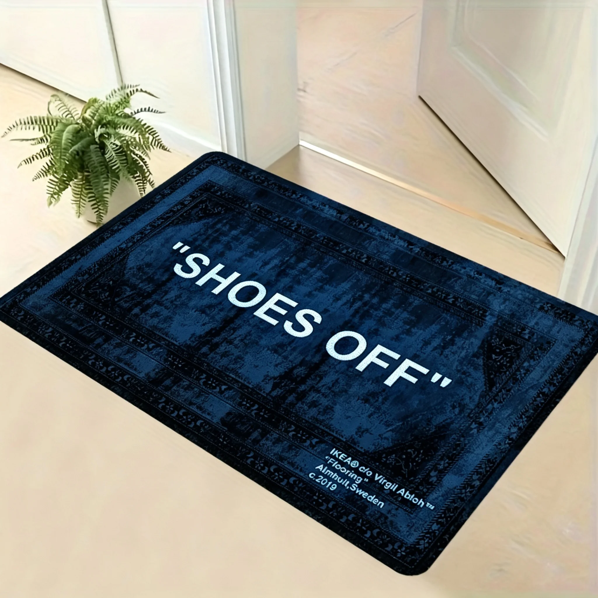 Vintage Letter Print Decorative Doormat for Front Entryway Floor Mat Home House Decor Retro Border Text Pattern Stylish Indoor