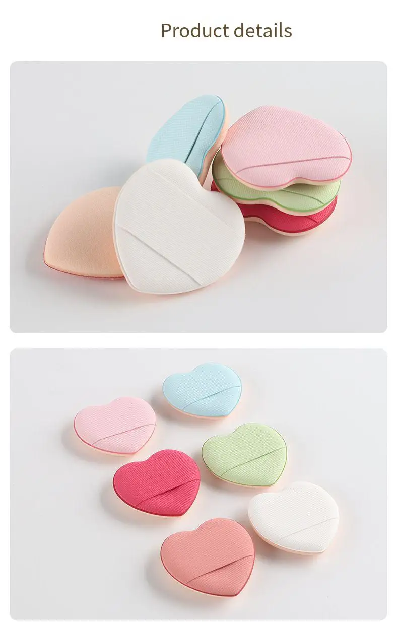 Joli macaron en forme de cœur, ne mange pas de poudre, détail de réparation, bouffée de maquillage, mini bouffée humide et sèche pour les doigts