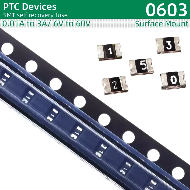 50pcs/lot SMT self recovery fuse 0603 package 0.01A~1A 2A 3A /6V 9V 12V 15V 16V 24V 30V 33V 60V