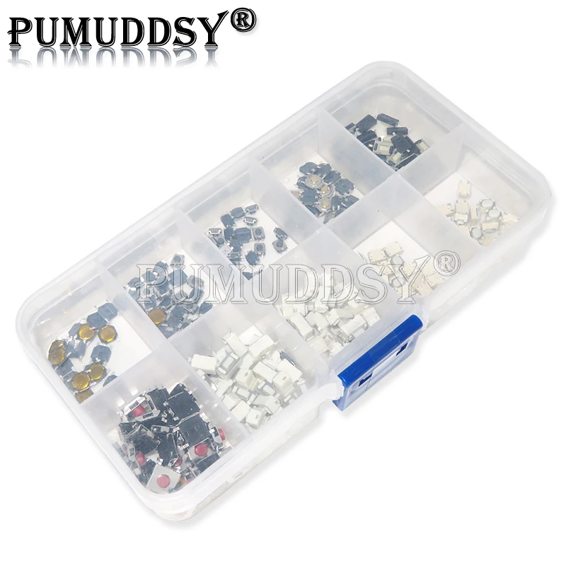 250Pcs/Lot 10Values X 25Pcs Tactile Push Button Touch Switch Remote Keys Button Microswitch  Assorstment Kit For Car Remote